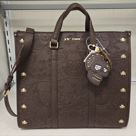 Betsey Johnson Handbags - Betsey Johnson Brown Skull Tote Handbag